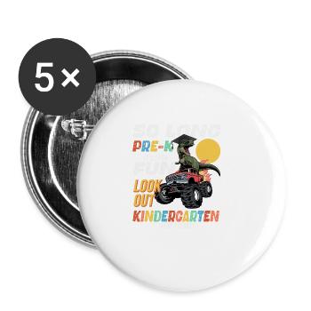 Kindergarten Graduation Dino Dinosaur T-Rex Fun - Buttons large 2.2''/56 mm (5-pack) - white - Front