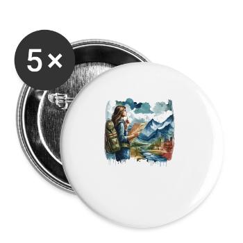 Reisen Reisen Abenteuer Reisender - Buttons groß 56 mm (5er Pack) - Weiß - Vorne