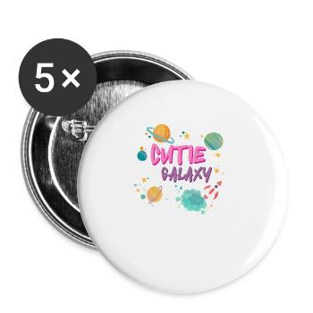 Galaktisch Süß: "Cutie of the Galaxy Mädchen, Girl - Buttons groß 56 mm (5er Pack) - Weiß - Vorne