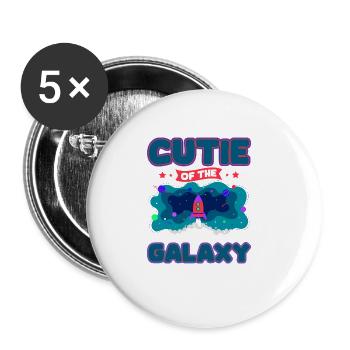 Galaktisch Süß: "Cutie of the Galaxy Mädchen, Girl - Buttons groß 56 mm (5er Pack) - Weiß - Vorne