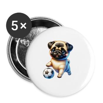 Cute Pug Dog Football Player Champion - Buttons large 2.2''/56 mm (5-pack) - white - Front