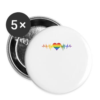 Gender Lesben, Schwule, Trans, Queer Regenbogen - Buttons groß 56 mm (5er Pack) - Weiß - Vorne