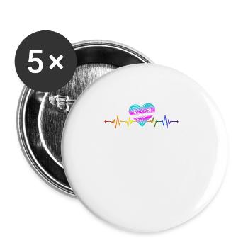 Gender Lesben, Schwule, Trans, Queer Regenbogen - Buttons groß 56 mm (5er Pack) - Weiß - Vorne