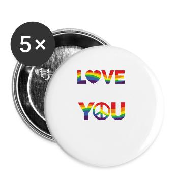 Gender Lesben, Schwule, Trans, Queer Regenbogen - Buttons groß 56 mm (5er Pack) - Weiß - Vorne