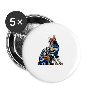 Polygone Art Bengal Chat - Lot de 5 grands badges (56 mm) - blanc - Devant