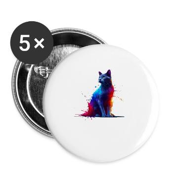 Bunte Splash Art Bombay Katze - Buttons groß 56 mm (5er Pack) - Weiß - Vorne