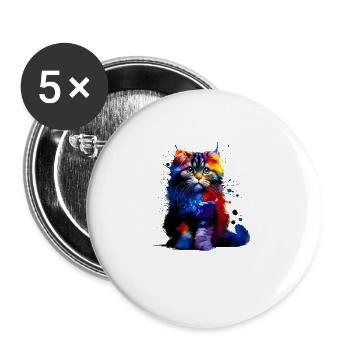 Colorful Splash Art American Curl - Buttons large 2.2''/56 mm (5-pack) - white - Front
