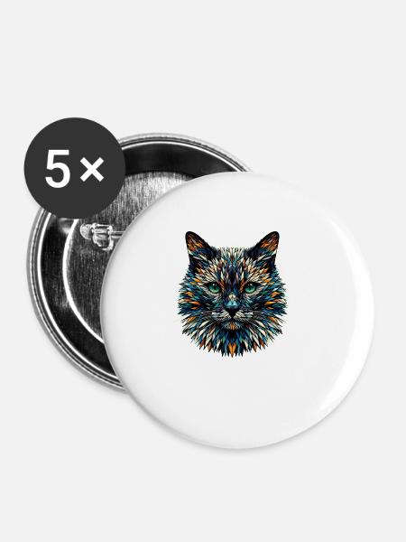 Polygon Art Bombay Katze - Buttons groß 56 mm (5er Pack) - Weiß