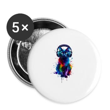 Bunte Splash Art Kopfhörer Bombay Katze - Buttons groß 56 mm (5er Pack) - Weiß - Vorne