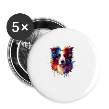 Colorful Splash Art Border Collie Border Collies - Buttons large 2.2''/56 mm (5-pack) - white - Front