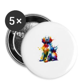Colorful Splash Art English Setter Laverack Setter - Buttons large 2.2''/56 mm (5-pack) - white - Front
