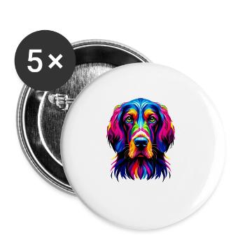 Pop Art coloré Setter anglais Laverack Setter - Lot de 5 grands badges (56 mm) - blanc - Devant
