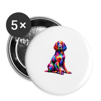 Pop Art coloré Setter anglais Laverack Setter - Lot de 5 grands badges (56 mm) - blanc - Devant