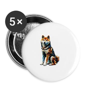 Polygon Art Japanese Shiba Inu - Buttons large 2.2''/56 mm (5-pack) - white - Front