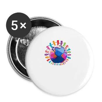 against racism, against the right, against Nazis, love - Buttons large 2.2''/56 mm (5-pack) - white - Front