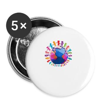 against racism, against the right, against Nazis, love - Buttons large 2.2''/56 mm (5-pack) - white - Front