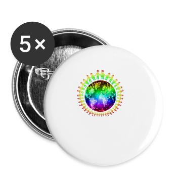 Nice "against racism" Refugees Welcome - Buttons large 2.2''/56 mm (5-pack) - white - Front