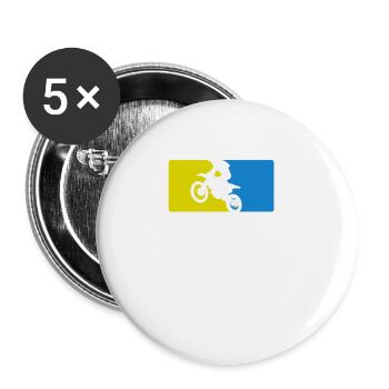 Motocross Enduro Motorrad Supermoto Motorbike - Buttons groß 56 mm (5er Pack) - Weiß - Vorne