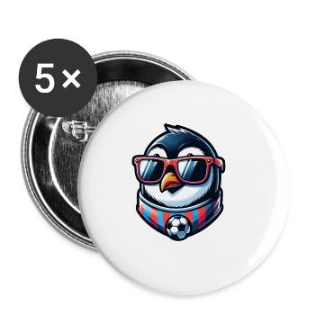 Pinguin Vogel Fußball Spieler Ball Champion Fan - Buttons groß 56 mm (5er Pack) - Weiß - Vorne