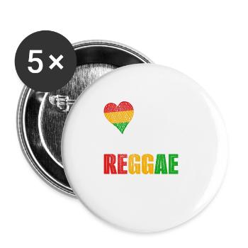 Musique rastafari Rasta Jamaïque Reggae - Lot de 5 grands badges (56 mm) - blanc - Devant