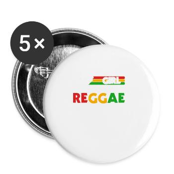 Musique rastafari Rasta Jamaïque Reggae - Lot de 5 grands badges (56 mm) - blanc - Devant