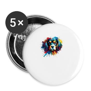 Bunte Splash Art Kleine Münsterländer - Buttons groß 56 mm (5er Pack) - Weiß - Vorne