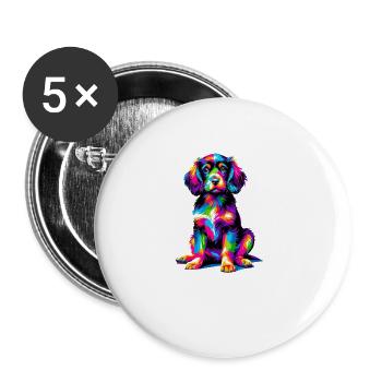 Colorful Pop Art Small Munsterlander - Buttons large 2.2''/56 mm (5-pack) - white - Front