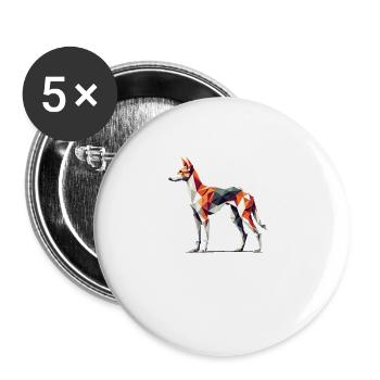 Geometric Art Ibizan Hound - Buttons large 2.2''/56 mm (5-pack) - white - Front