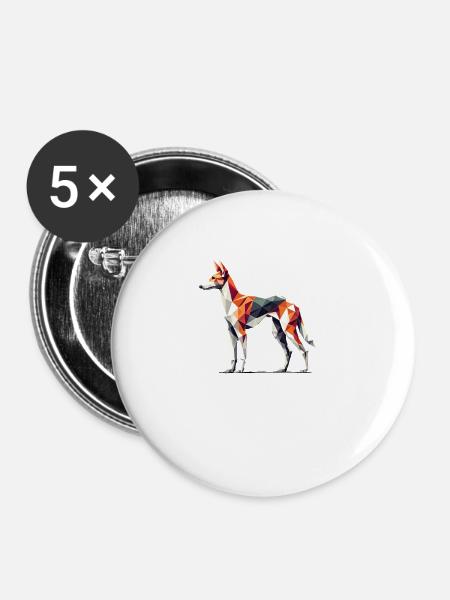 Geometrische Kunst Ibizenkischer Windhund - Buttons groß 56 mm (5er Pack) - Weiß