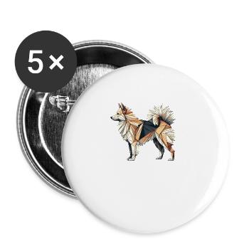 Geometric Art Norwegian Buhund - Buttons large 2.2''/56 mm (5-pack) - white - Front