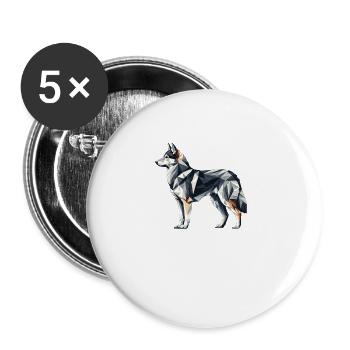 Geometric Art Norwegian Elkhound - Buttons large 2.2''/56 mm (5-pack) - white - Front