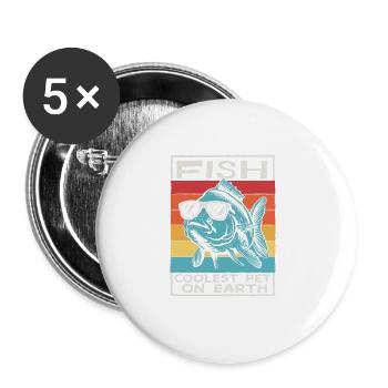 Fish Coolest Pet On Earth Retro Sunglasses Funny - Buttons large 2.2''/56 mm (5-pack) - white - Front