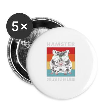Hamster Coolest Pet On Earth Retro Sunglasses - Buttons large 2.2''/56 mm (5-pack) - white - Front