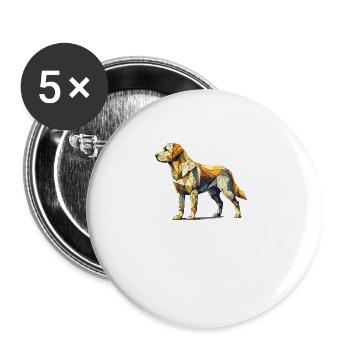 Lignes géométriques Labrador Retriever Chien de laboratoire - Lot de 5 grands badges (56 mm) - blanc - Devant