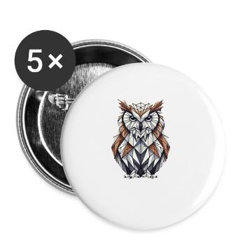 Geometrische Kunst, Eule, Vogel, Eulen, Eulen, Liebhaber - Buttons groß 56 mm (5er Pack) - Weiß - Vorne