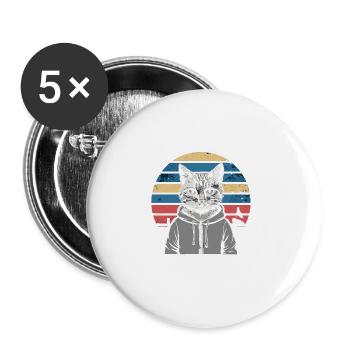 Ich bin nicht Single Ich habe eine Katze - Buttons groß 56 mm (5er Pack) - Weiß - Vorne