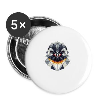 Geometric Art Penguin Penguins - Buttons large 2.2''/56 mm (5-pack) - white - Front