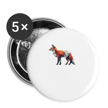 Geometrische Kunst Fuchs Füchse - Buttons groß 56 mm (5er Pack) - Weiß - Vorne