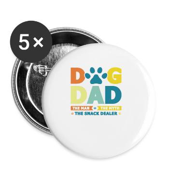 Vintage Dog Dad Dog Lover Animal Lovers Dog - Buttons large 2.2''/56 mm (5-pack) - white - Front