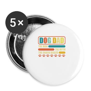 Vintage Dog Dad Dog Lover Animal Lovers Dog - Buttons large 2.2''/56 mm (5-pack) - white - Front