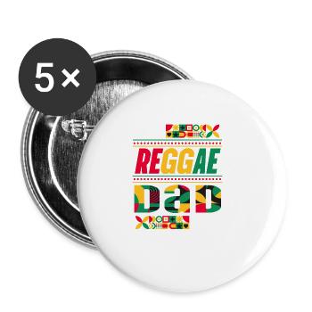 Rastafari Papa Musique Fête des pères Rasta Jamaïque Reggae - Lot de 5 grands badges (56 mm) - blanc - Devant