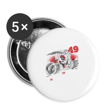 Je n’ai pas 49 ans, motard, motard, 49 ans. - Lot de 5 grands badges (56 mm) - blanc - Devant