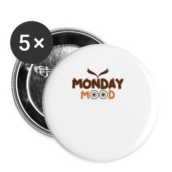 Monday Mood, Eule, Statement funny Montags Montag - Buttons large 2.2''/56 mm (5-pack) - white - Front