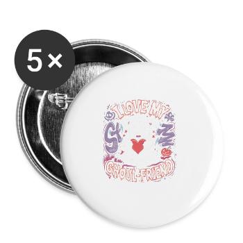 J’aime mon ami goule mignon fantôme Halloween - Lot de 5 grands badges (56 mm) - blanc - Devant