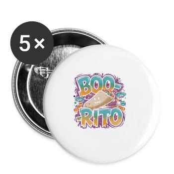 Boo-Rito Halloween Burrito Cute Ghost Pumpkin - Buttons groß 56 mm (5er Pack) - Weiß - Vorne