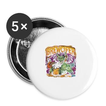 Brewcifer Devil Beer Lover Halloween - Buttons groß 56 mm (5er Pack) - Weiß - Vorne