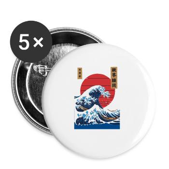 Big Wave Vaporwave Aesthetic 80s Anime Fashion - Buttons large 2.2''/56 mm (5-pack) - white - Front