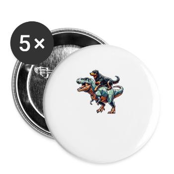Geometric Art Dinosaur T-Rex Rottweiler - Buttons large 2.2''/56 mm (5-pack) - white - Front
