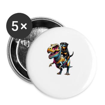 Dinosaur T-Rex Rottweiler Tyrannosaurus Rex Rottie - Buttons large 2.2''/56 mm (5-pack) - white - Front