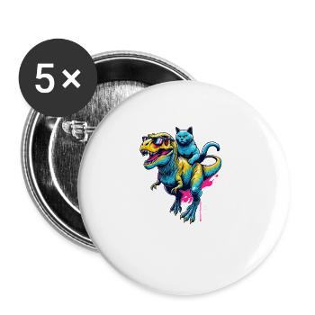 Pop Art Dinosaur T-Rex Chartreux Tyrannosaurus - Buttons large 2.2''/56 mm (5-pack) - white - Front